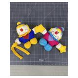 2 Colorful Plush Clown Dolls
