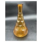 Italian Amber Bubble Glass Bottle Vase