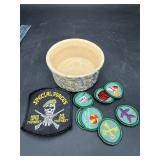 RRP Co Roseville Spongeware Bowl & Patches