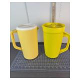 2 Vintage Yellow Insulated Beverage Pitchers