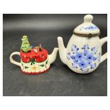 Miniature Christmas & Floral Teapots, 2
