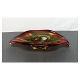 Amberina Gondola Freeform Art Glass Bowl