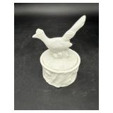 White Ceramic Pheasant Lidded Box