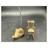 Brass Mouse Ring Holder & Mini Rocking Chair