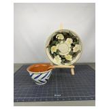 Mud Pie Portugal Bowl & Floral Crackle Tray