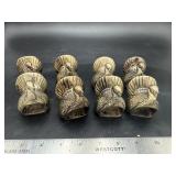 8 Vintage Brass-Tone Turkey Napkin Rings