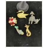 Mid-Century Style Figural Animal Brooches