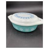 Pyrex Snowflake Turquoise #043 Casserole