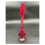 Viking Ruby Red Hand Made Glass Bud Vase