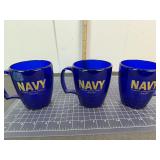 3 U.S. Navy Cobalt Blue Mugs