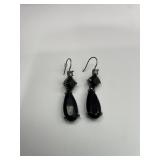 Black Faceted Teardrop Rhinestone Earrings