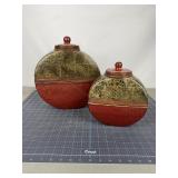 Red, Black & Gold Lidded Jars, 2
