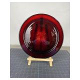 Ruby Red Pressed Glass Platter, 13 In