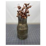 Embossed Metal Milk Can Vase w/ Botanicals