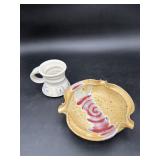 Studio Pottery Dish & Handled Mug