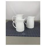 3 Crate & Barrel White China Pitchers
