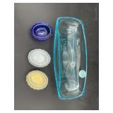 Boyd Glass Open Salts & Blue Glass Tray