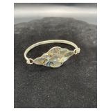 Abalone Shell Leaf Bangle Bracelet