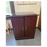 Wood Media Cabinet with Glass Top