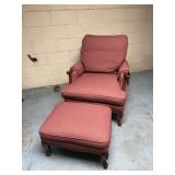 Carved Wood Armchair & Matching Ottoman