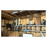 Aluminum Extension Ladder & Shelf Contents