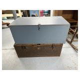 Pair Vintage Wood Utility Trunks, One 1942