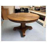 Oak Pedestal Dining Table w/ Leaves