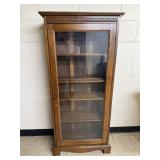 Oak Glass-Door Bookcase Display Cabinet