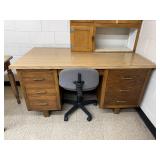 Vintage Double-Pedestal Desk w/ File Drawers