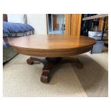 Oak Convertible Coffee/Dining Pedestal Table