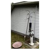 Angel Statue, Birdbath Basin & Garden Hooks