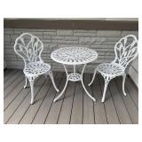 White Cast Aluminum 3-Pc Bistro Patio Set