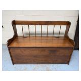 Wood Spindle-Back Storage Bench