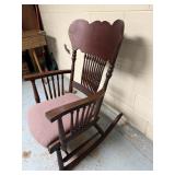 Antique Spindle-Back Wood Rocking Chair