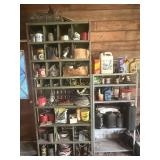 2 Metal Shelving Units w/ Shop Supplies