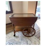 Vintage Drop-Leaf Tea Cart w/ Glass Tray