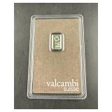 Valcambi Suisse 1 Gram .999.5 Fine Platinum Bar