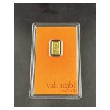 Valcambi Suisse 1/2 Gram .999.9 Fine Gold Bar