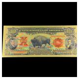 Ten Dollar Red Seal Bison Gold Foiled Bill
