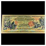 Five Dollar Vineland National Bank Gold Foiled Bil