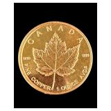 One AVDP Ounce .999 Fine Copper Round Maple Leaf