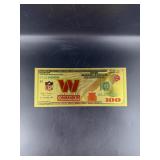 Collectible Washington Commanders Gold Foiled Bill