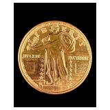 One AVDP Ounce .999 Fine Copper Round Standing Lib