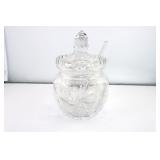 Cut Crystal Sugar Bowl with Lid & Spoon