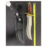 Large bowie knife with leather sheath new