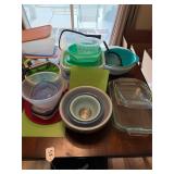 Assorted Tupperwareï¿½s glass bowls and Pyrex