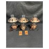 Brass oil lamps with wall mounts