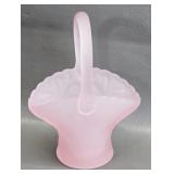 Pink Frosted Glass Basket