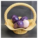 Ceramic Easter Eggs in Basket