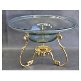 PartyLite Blown Glass Floating Candle Bowl w/Stand